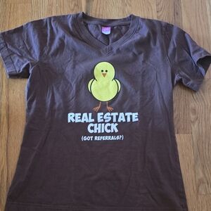 Brown Womens Tee with Real Estate Chick Graphic